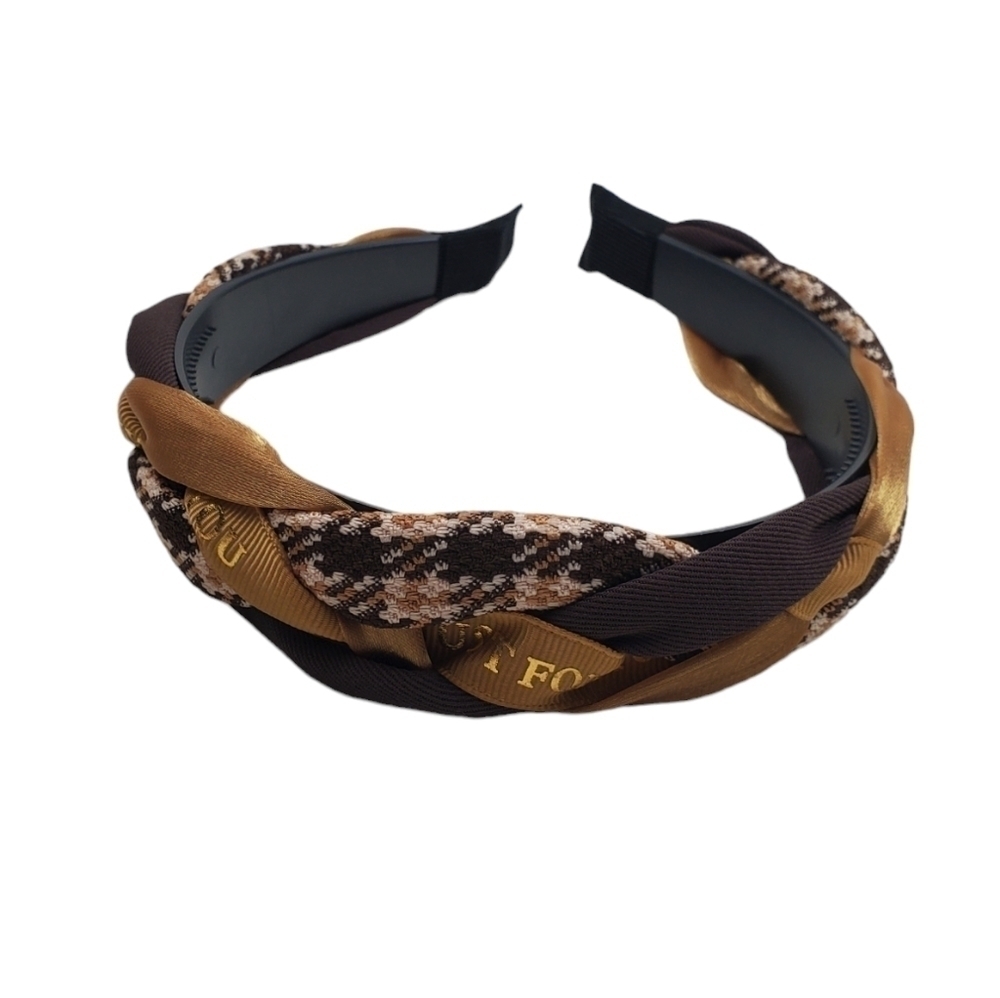 Wide plaid fabric headband hair accessories